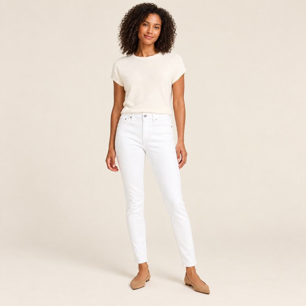 J.Crew Toothpick Jeans WMNS 27 White 9in Rise Skinny Stretch Denim Minimalist